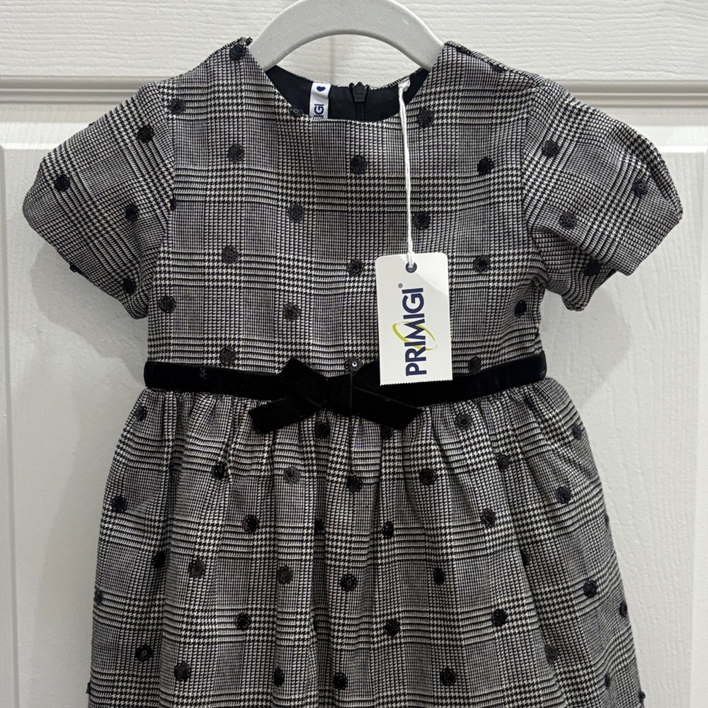 Primigi Italian girls 18mo Elegant Black and White holiday Dress